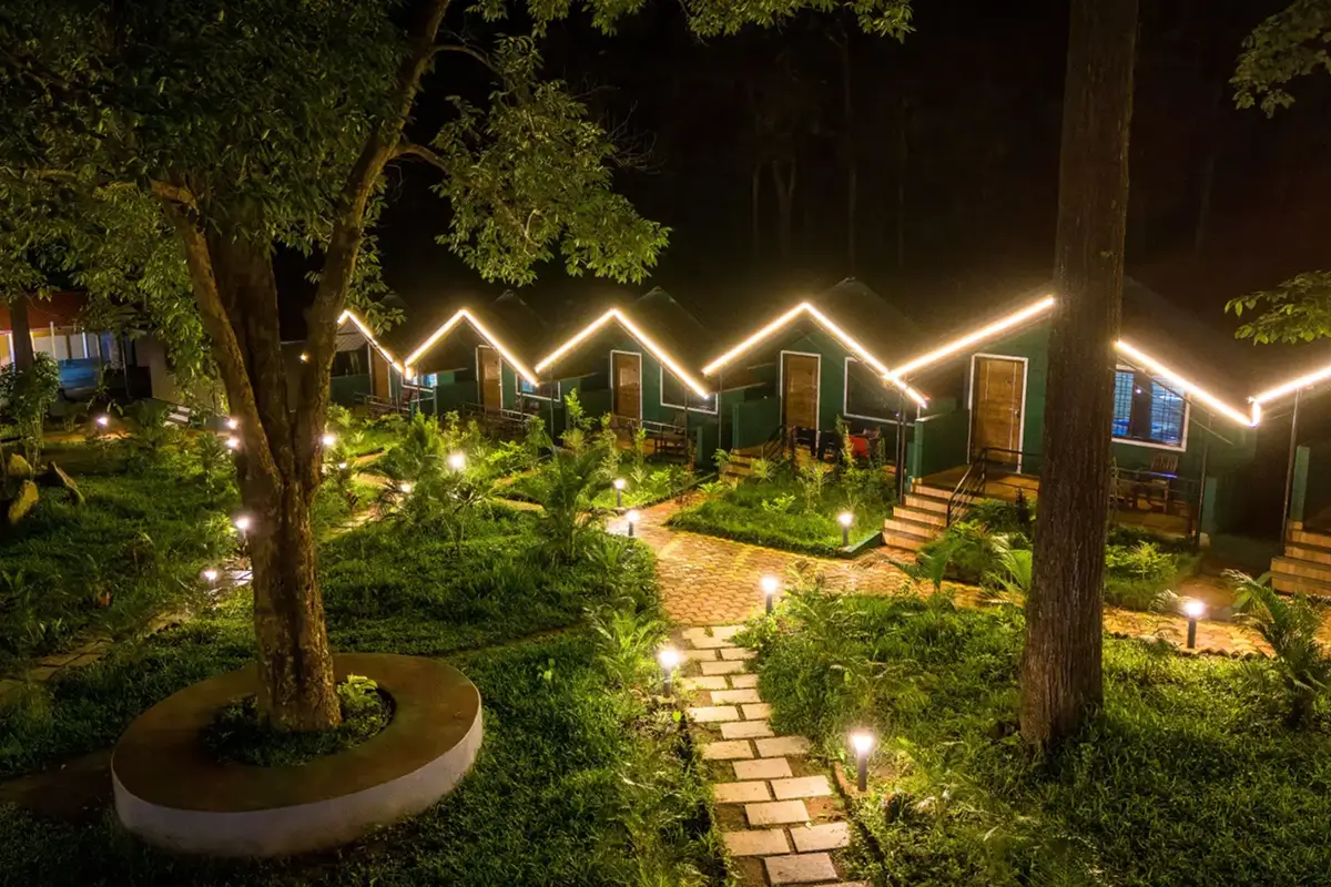 Premium cottage interior at Dandeli resort